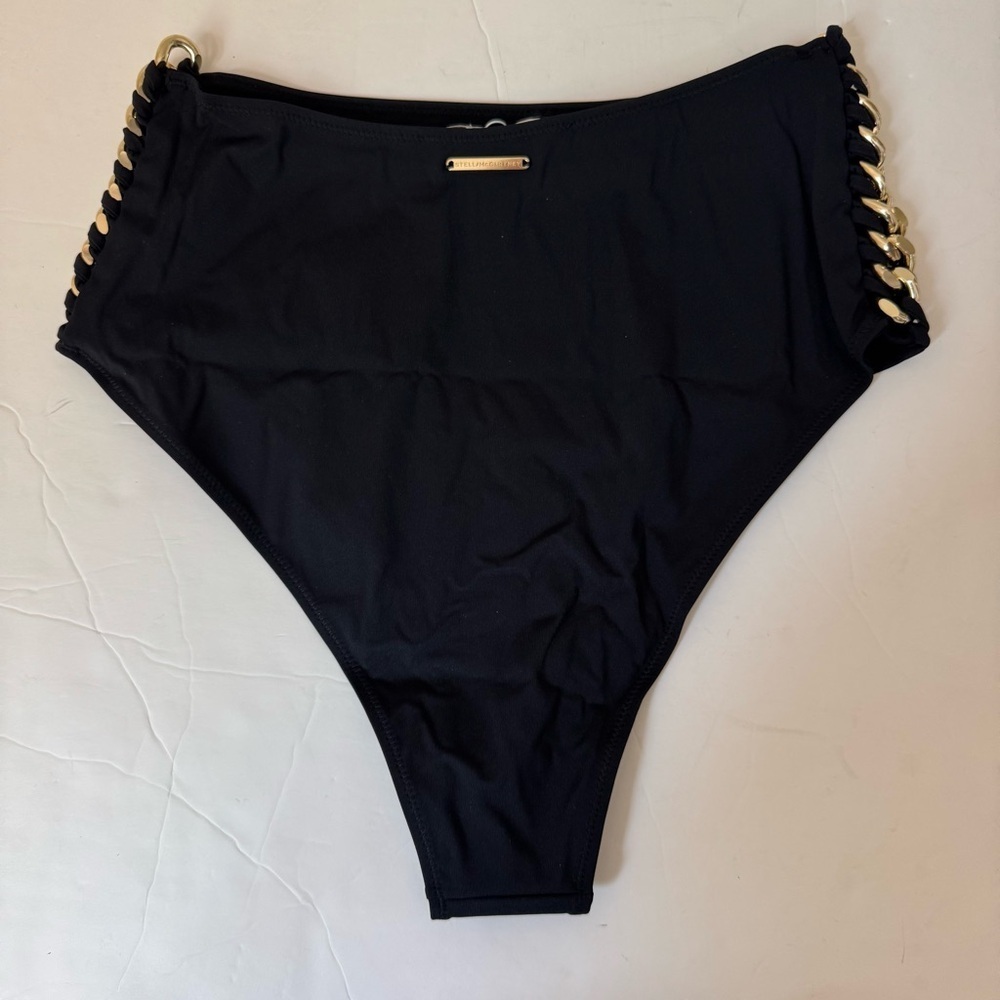 NWT STELLA MCCARTNEY Swim Falabella Chain Detail Bikini Bottom Black Size S - Picture 13 of 16